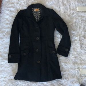 Long Black Tulle Pea Coat